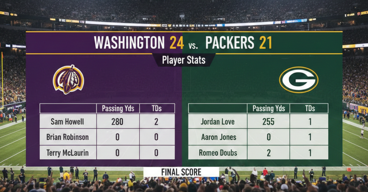 Washington Commanders vs Packers Player Stats