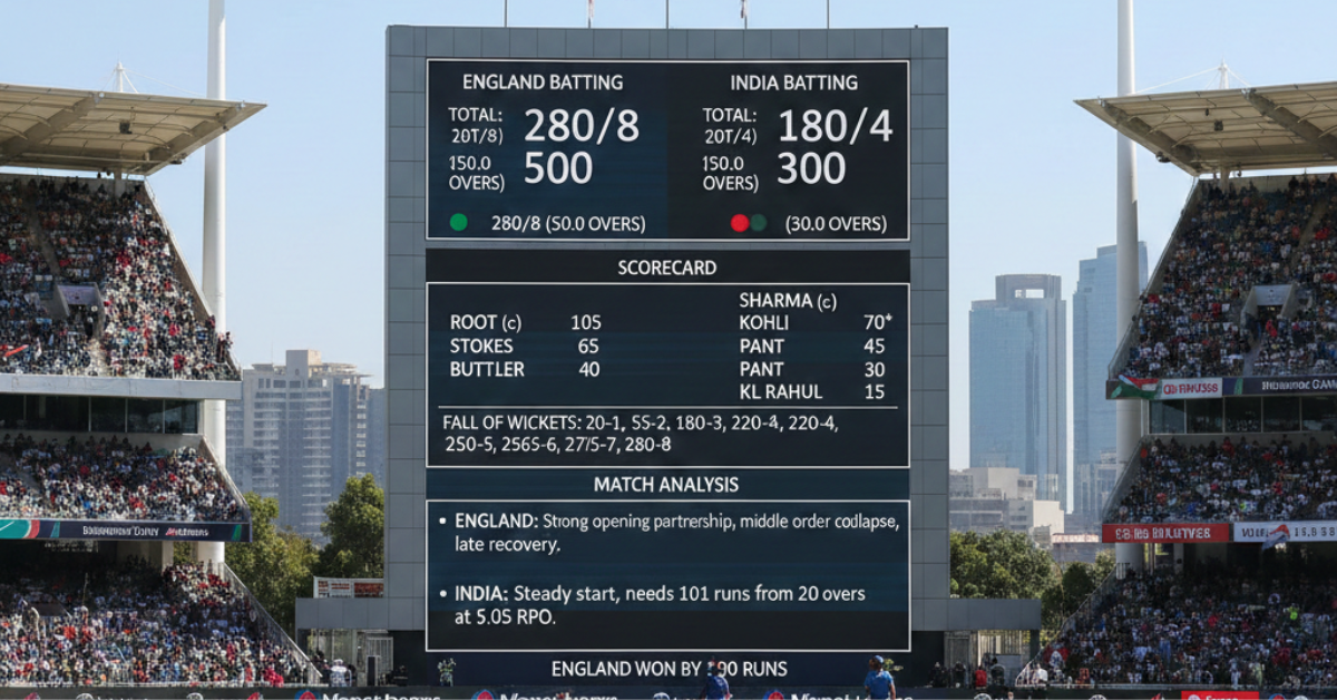 England Cricket Team vs India Scorecard & Analysis