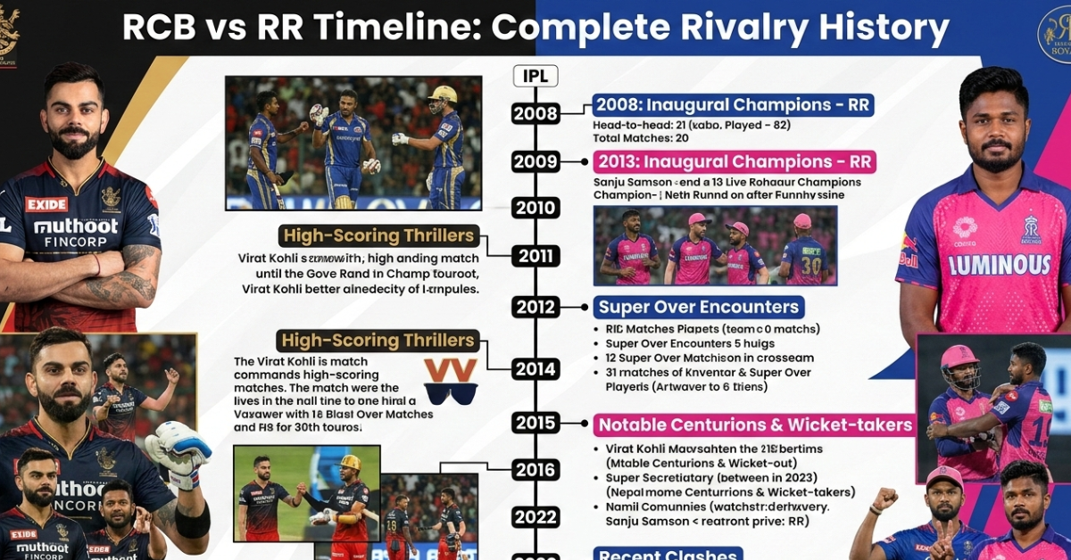 RCB vs RR Timeline: Complete Rivalry History
