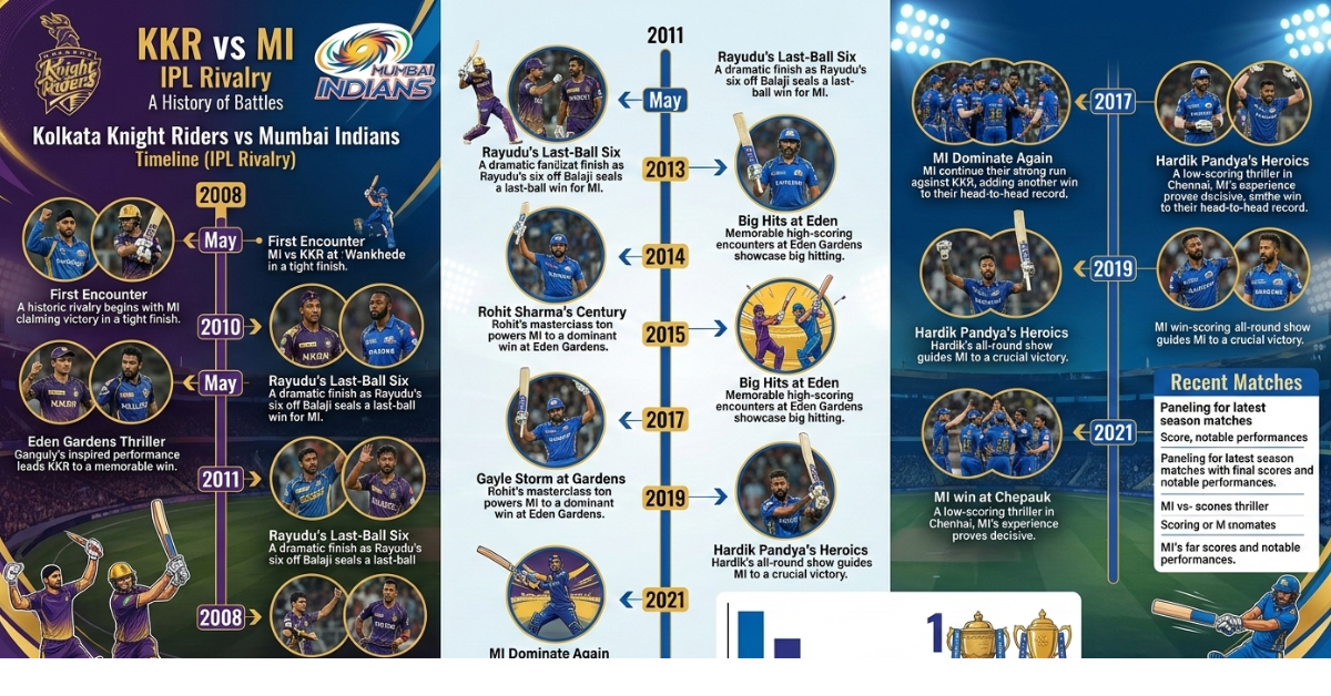Kolkata Knight Riders vs Mumbai Indians Timeline (IPL Rivalry)