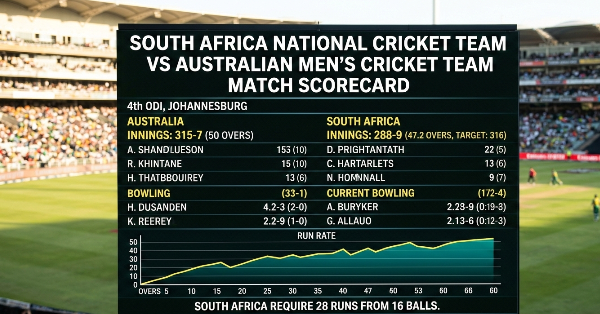 South Africa National Cricket Team vs Australian Men’s Cricket Team Match Scorecard