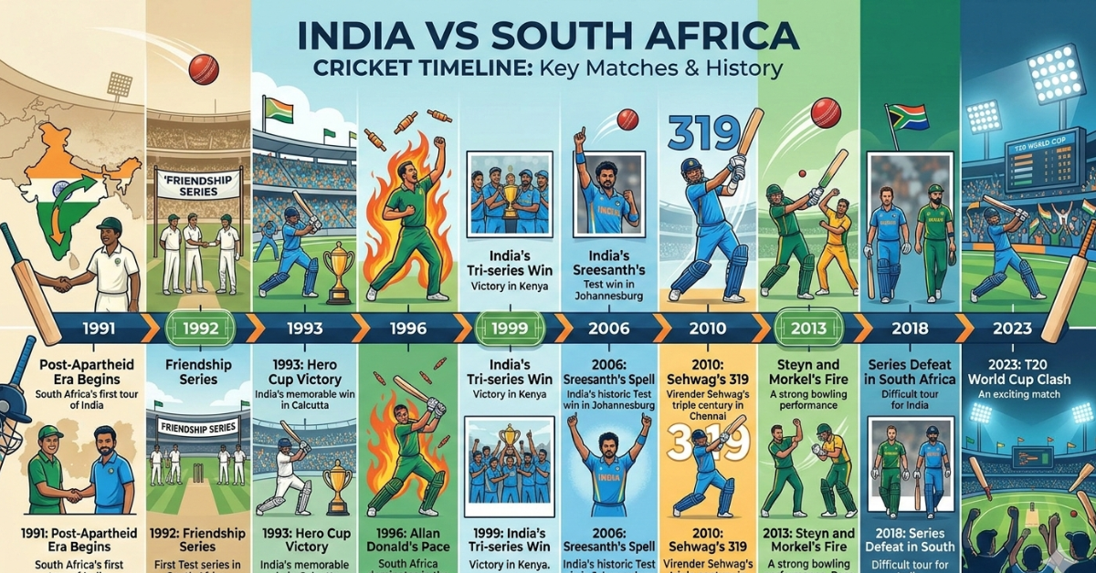 India vs South Africa Cricket Timeline: Key Matches & History